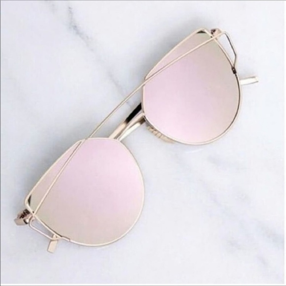 3/$30 Rose Gold Mirror Cat Eye Sunglasses - Picture 4 of 8